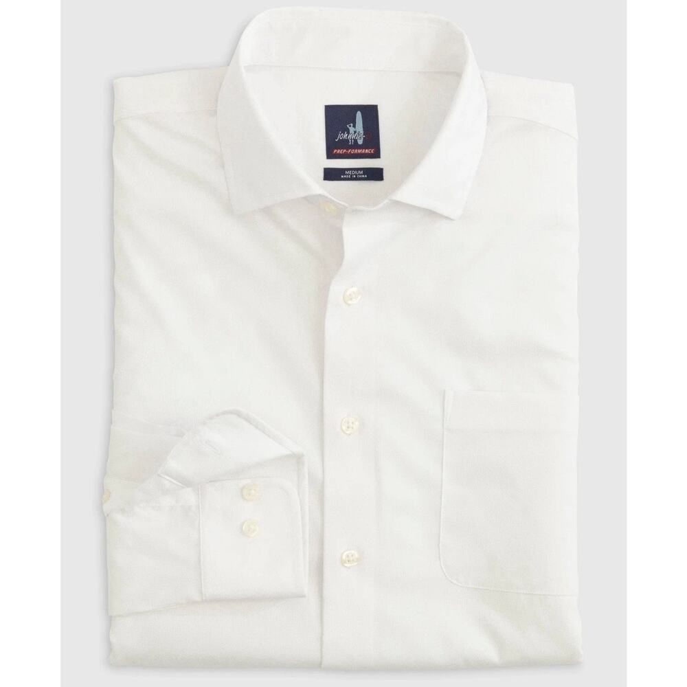 johnnie-O Tradd Performance Button Up Shirt White Size XL